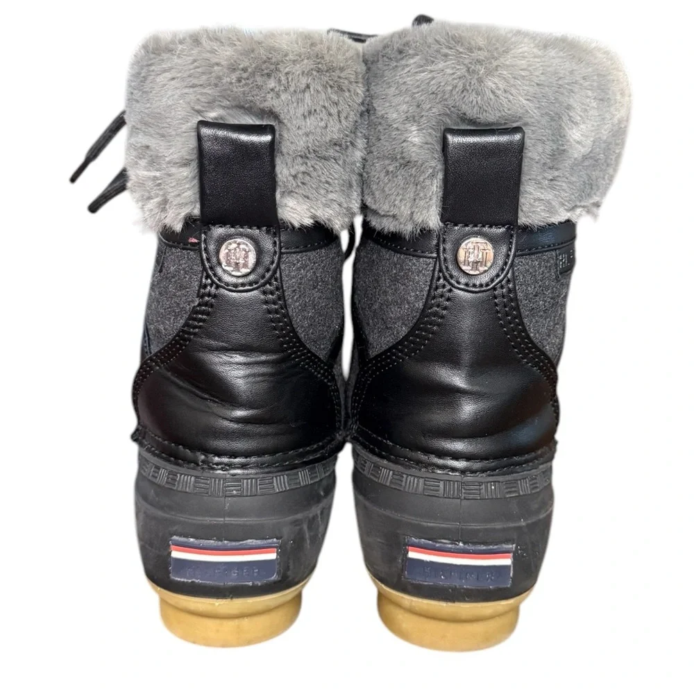 Tommy Hilfiger Rian Gray and Black Winter Boots with Faux Fur Lining Women’s 7